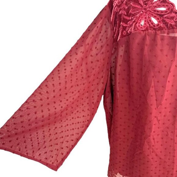 Style & Co V-Neck Swiss Dot Top Plus Size Women's Blouses Red Size 2X - Picture 6 of 13